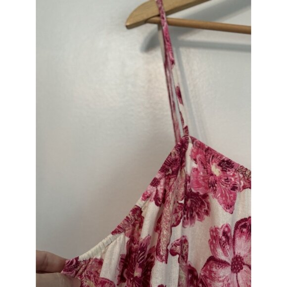 Old Navy Women Waist-Defined Floral Linen Smocked Midi Cami Dress Size 3X Spring - Picture 6 of 11